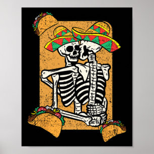 Skeleton Couple Cinco De Mayo Mexican Hat Taco  Poster
