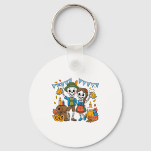 Skeleton Couple Costume - Beer Pretzel Sausage _1 Key Ring