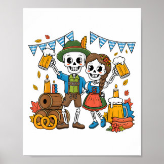 Skeleton Couple Costume - Beer Pretzel Sausage _1 Poster