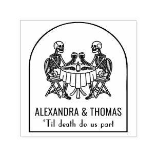 Skeleton Couple Drinking Wine Til Death Do Us Part Self-inking Stamp