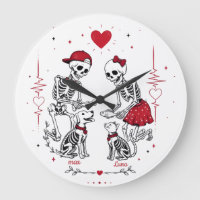 Skeleton Couple Feeding Dog & Cat
