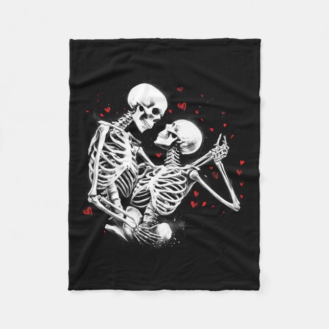 Skeleton Couple For Halloween Valentine's Day Of T Fleece Blanket (Front)
