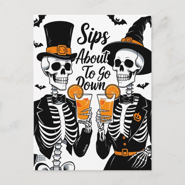 Skeleton Couple Halloween Holiday Postcard (Front)