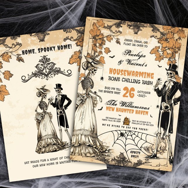 Skeleton Couple Haunted Housewarming Party  Invitation (Creator Uploaded)
