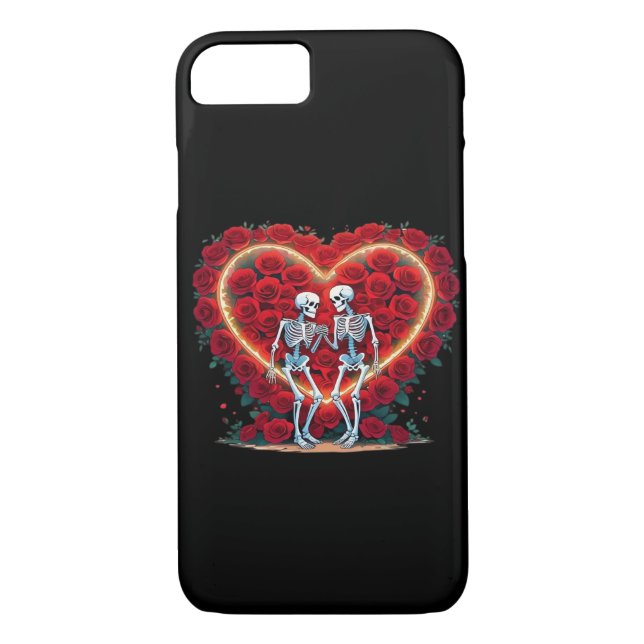 Skeleton Couple Holding Hands Inside A Heart Of Ro Case-Mate iPhone Case (Back)