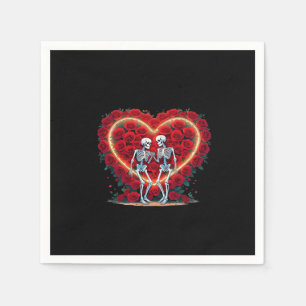 Skeleton Couple Holding Hands Inside A Heart Of Ro Napkin