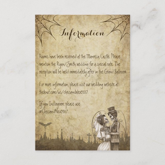 Skeleton couple information card for wedding (Front)