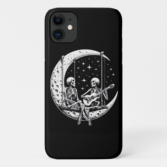 Skeleton Couple Moon Guitar Case-Mate iPhone Case (Back)