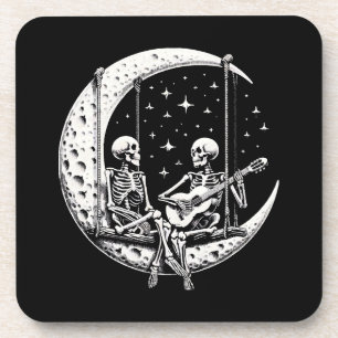 Skeleton Couple Moon Guitar Coaster