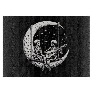 Skeleton Couple Moon Guitar Cutting Board