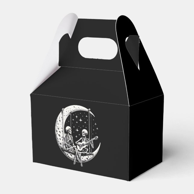 Skeleton Couple Moon Guitar Favour Box (Front Side)
