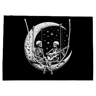 Skeleton Couple Moon Guitar Large Gift Bag
