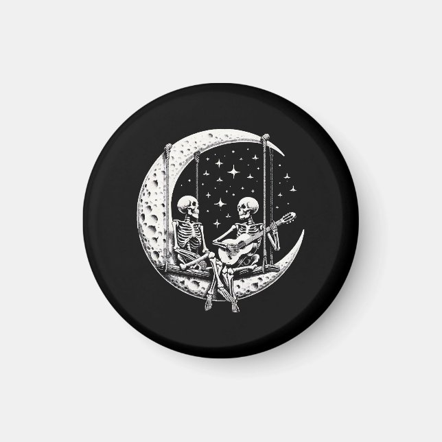 Skeleton Couple Moon Guitar Magnet (Front)