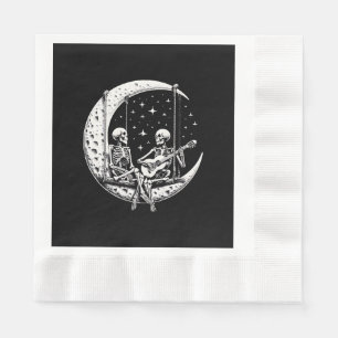 Skeleton Couple Moon Guitar Napkin