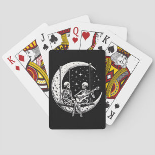 Skeleton Couple Moon Guitar Playing Cards