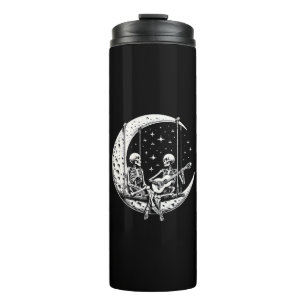 Skeleton Couple Moon Guitar Thermal Tumbler