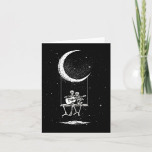 Skeleton Couple Moon Swing Guitar Lover Halloween Card