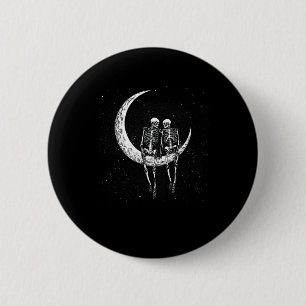 Skeleton Couple On Moon Fun Halloween Costume Men 6 Cm Round Badge