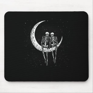 Skeleton Couple On Moon Fun Halloween Costume Men Mouse Pad