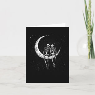 Skeleton Couple On Moon Funny Halloween Costume Me Card