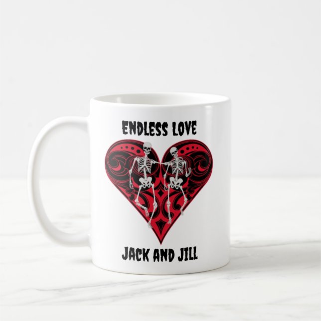 Skeleton Couple Personalised Coffee Mug (Left)