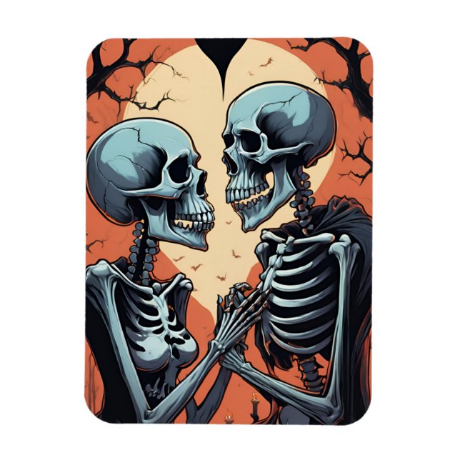 Skeleton Couple Photo Magnet – Gothic Romance Hall (Vertical)