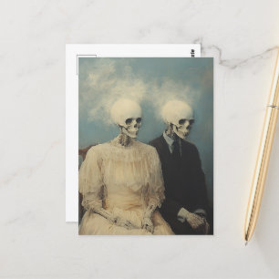 Skeleton Couple Portrait Postcard