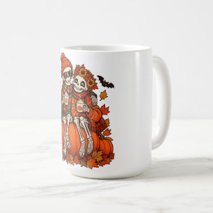 Skeleton Couple Pumpkin Spice Autumn Halloween Coffee Mug