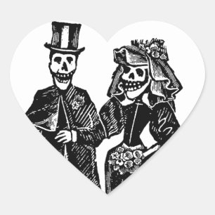 Skeleton Couple - Seals/Stickers #2 Heart Sticker