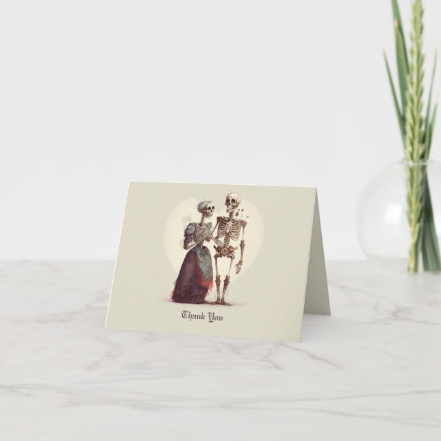 Skeleton Couple Wedding Thank You Card (Front)