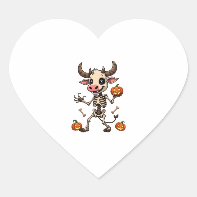 Skeleton Cow Parade Heart Sticker (Front)