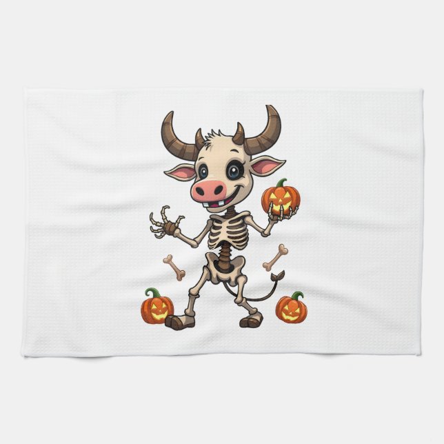 Skeleton Cow Parade Tea Towel (Horizontal)