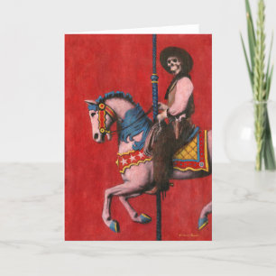 Skeleton Cowboy Carousel Greeting Card