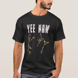 Skeleton Cowboy Dance Halloween Funny Bones Skull T-Shirt
