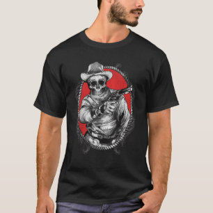 Skeleton Cowboy Gunslinger Outlaw Wild West T-Shirt