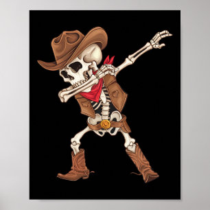 Skeleton Cowboy Halloween Costume Boys Mens Kids Poster