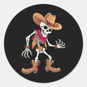 Skeleton Cowboy Halloween Costume Kids Boys Men  Classic Round Sticker