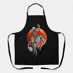 Skeleton Cowboy Riding Horse Halloween Rider Costu Apron