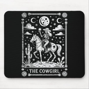 Skeleton Cowgirl Riding Horse Tarot Card Gothic Ha Mouse Pad