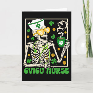 Skeleton Cvicu Nurse Coffee Shamrock St Patricks P Card