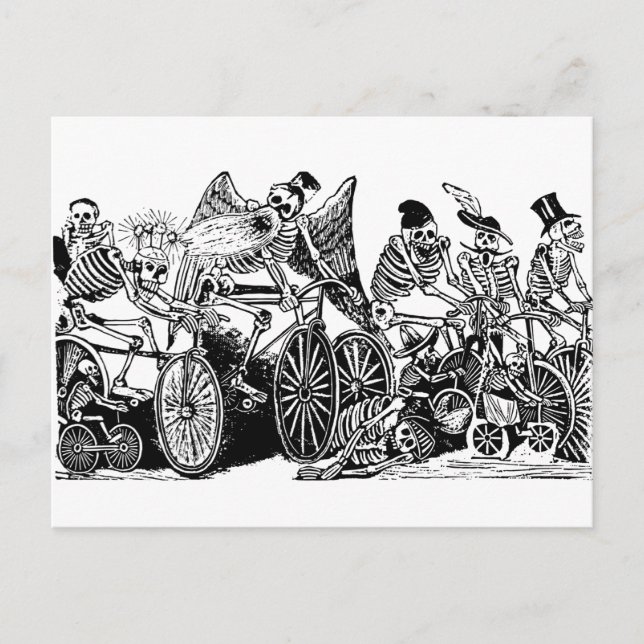 Skeleton Cyclists by José Guadalupe Posada Postcard (Front)