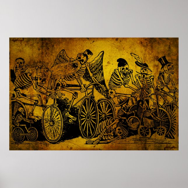 Skeleton Cyclists by José Guadalupe Posada Poster (Front)