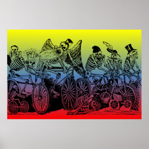 Skeleton Cyclists by José Guadalupe Posada Poster