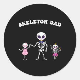 Skeleton Dad Halloween Costume Funny Skull Classic Round Sticker