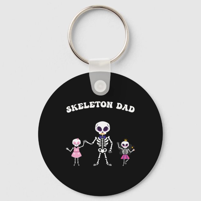 Skeleton Dad Halloween Costume Funny Skull  Key Ring (Front)