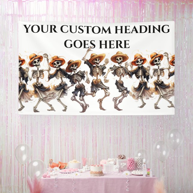 Skeleton dance Halloween party kids adults modern  Banner (Party)