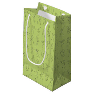 Skeleton Dance Halloween small gift bag - green