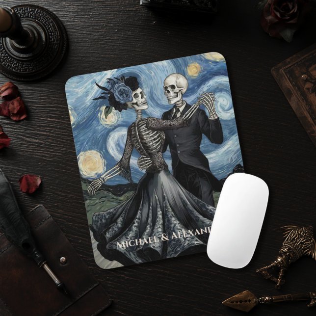 Skeleton Dance Night Sky Van Gogh Style Decoupage Mouse Pad (Creator Uploaded)