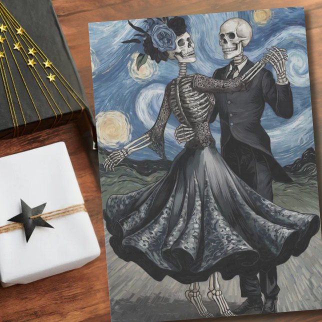 Skeleton Dance Night Sky Van Gogh Style Gothic Tissue Paper (Creator Uploaded)