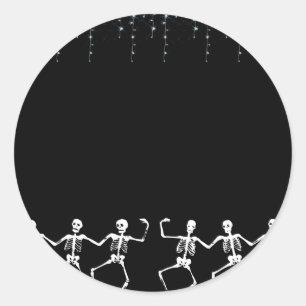 Skeleton Dance Party Classic Round Sticker